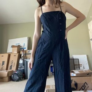 Abercrombie and Fitch Black Button Flare Jumpsuit with Pockets